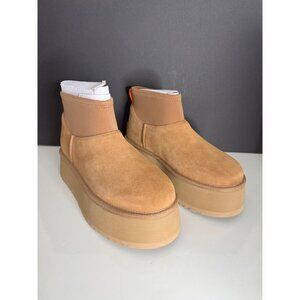 New Womens UGG Classic Mini Dipper Cozy Ankle Boots Chestnut Platform EU 40 US 9